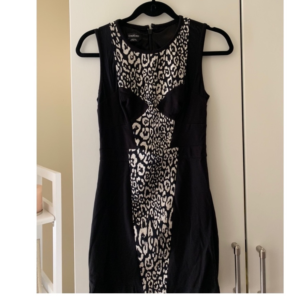 Bebe black and leopard print dress